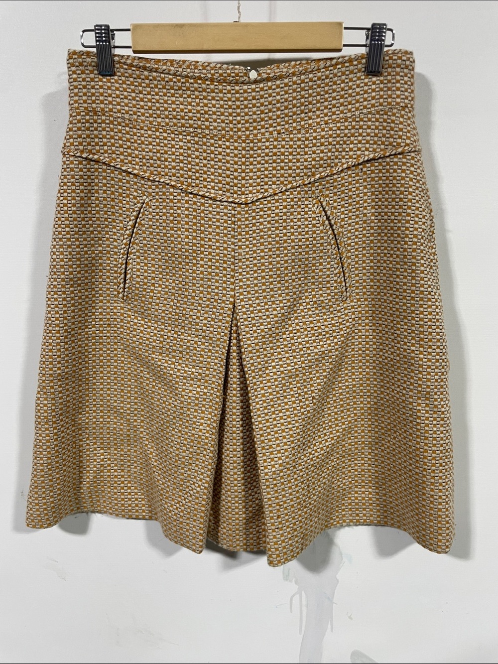Zenobia Cream and Mustard Check A-Line Skirt